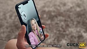 Cuckold husband watches wife share tight pussy with hot jerk