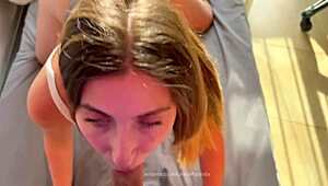 i saw this shy girl's pov blowjob end with cum in her mouth