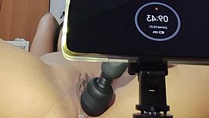 Amateur girl masturbates to orgasm and squirts cum