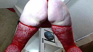 Giantess dawnskye1962 towers in red lingerie