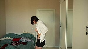 teen tries on new skirts and tops