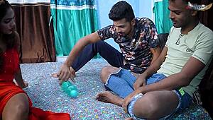 Desi girlfriend feels emotional in hardcore threesome with boyfriend and friend