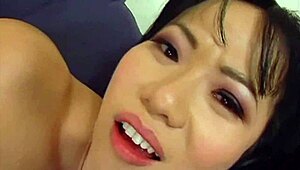 Niya Yu, Shaved with Big Tits, Deepthroats Cock in Heels and Lingerie