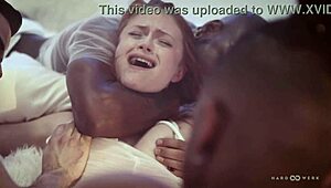 Lucy Huxley Rips Clothes In Interracial Orgy!
