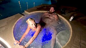 in the jacuzzi, blonde cheating wife deliah grace has passionate sex with a guy