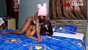 Ebony roommates engage in lesbian fun