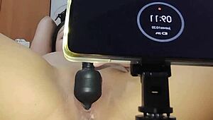 Amateur girl masturbates to orgasm and squirts cum