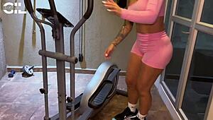 Curious latina neighbor Salomé Gil fucked on terrace by young neighbor's son with monster cock