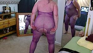 Modeling bodystockings, then she eats me when I cum