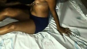 Intimate encounter on the bed with licking and toys