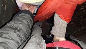 Romantic Lesbian Sex in Autumn Hut, Reaching Orgasm.