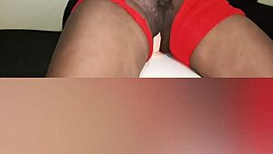 This Ebony Beauty Rides Huge Dildo Solo Masturbation