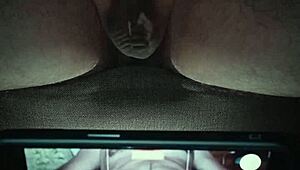 cum loudly during mature handjob orgasm in bedroom