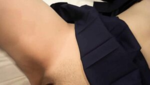 Uncensored 18-year-old japanese beauty in sailor suit gets blowjob and creampie