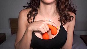 latina milf joi cums with new sex toy, big tits bouncing in masturbation