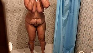 Found my best friend's mom in the shower and she gives me a blowjob part 1!