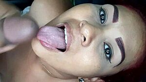 Stepmother Sucking Huge Fat Cock in POV with Big Tits and Ass