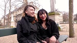 melany and bianca share a cock in threesome with licking and natural tits