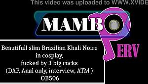I'm Khali Noire, a beautifull slim brazilian in cosplay getting fucked by 3 big cocks