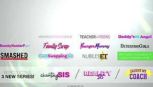 Sia Lust in a family scene with stepdad and stepbro.