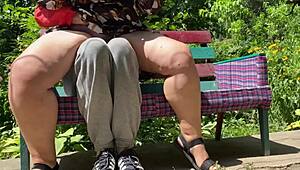 Mature MILF with great ass pisses on me in the park. Wet fetish roleplay with curvy chubby babe