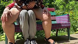 Mature MILF with great ass pisses on me in the park. Wet fetish roleplay with curvy chubby babe