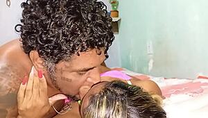 Brazilian Wife Flashes Ass, Gives Blowjob. Fucks And Cums On Huge Cock.