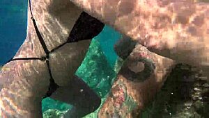 UNDER WATER SEX WITH HOT MILF in sauna deepthroat blowjob on big pussy lips