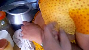 Desi bhabhi handles kitchen duties with a homemade intimate touch