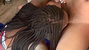 swallowing nut in the closet with pretty black babe choking on monster cock