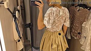 Sexy Try On Haul With Transparent Clothes At Mall Flashing