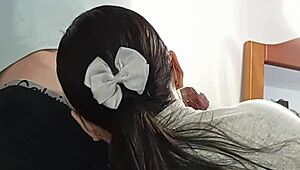 Deep blowjob ends with cum on face