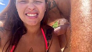 Wow! Sucking Big Dick On The Beach While Everyone Watches!