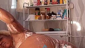 I invite sexy ebony whore Ruzzyde to use dildo in my shower