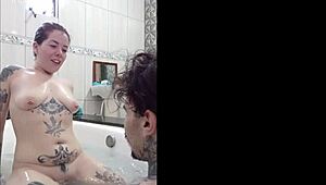 Blonde in Bath with Milk Drink