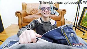 Petite Blue Haired Raven Finger Fucks Her Twat And Sucks A Juicy Big Cock