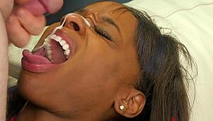 hung upside down ebony slut licks ass and cum in bdsm hospital bondage