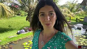 Cumwalk in public cafe while eating pasta carbonara with sperm on face