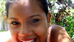 hey, this 18yo latina teen's out here givin' a bold public blowjob right on the front lawn in daylight