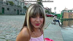 Chick fucked in tight holes outdoors