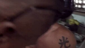 Marlon's brunette girlfriend with big tits gets handjob and fucked by big black cock