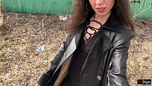 Teen 18+ girl gets cum on face and walks through park covered in sperm to shock people