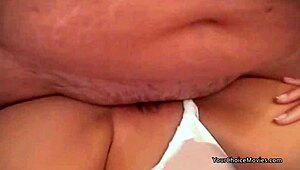 fat man takes thin blonde's ass hard.