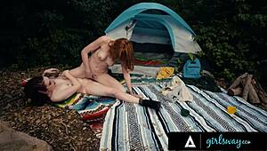 hey lacy lennon why are you and your redhead neighbor scissoring pussies hard during this camping trip affair
