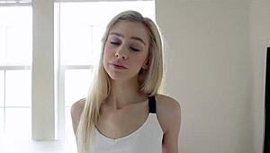 step brother spies on teen sister bathing, teases her, dares to fuck her ass in taboo seduction