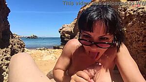i give an oceanic blowjob on the public beach