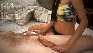 Old slave endures balls bondage and edging with orgasm denial in romantic setting.
