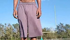 pretty brunette teacher in homemade workout with husband