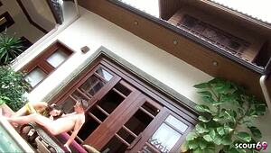 Tall slim Thai whore bent over for big cock tourist in Pattaya spa