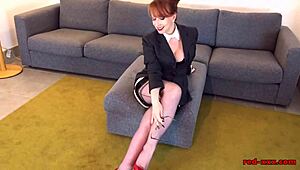 Red STUFFS Panties Inside Then MASTURBATES